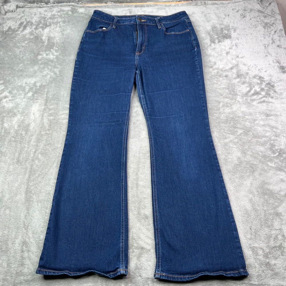 Old Navy Wow Flare Jeans Womens 12 Dark Wash Stretch High Rise Denim Preppy